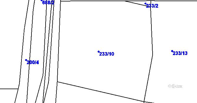 Parcela st. 233/10 v KÚ Lipno u Hunčic, Katastrální mapa