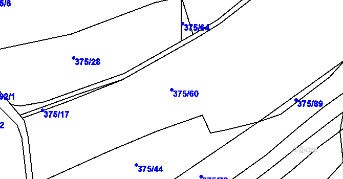 Parcela st. 375/60 v KÚ Lipno u Hunčic, Katastrální mapa