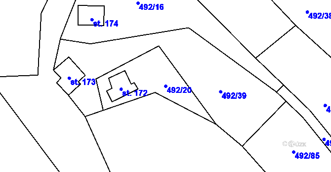 Parcela st. 492/20 v KÚ Lipno u Hunčic, Katastrální mapa