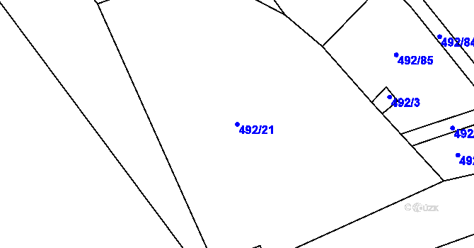 Parcela st. 492/21 v KÚ Lipno u Hunčic, Katastrální mapa