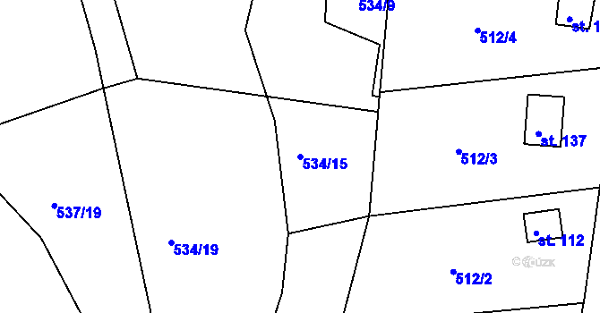 Parcela st. 534/15 v KÚ Lipno u Hunčic, Katastrální mapa