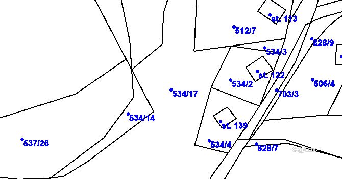 Parcela st. 534/17 v KÚ Lipno u Hunčic, Katastrální mapa