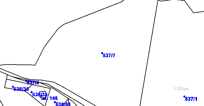 Parcela st. 537/7 v KÚ Lipno u Hunčic, Katastrální mapa