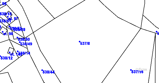 Parcela st. 537/8 v KÚ Lipno u Hunčic, Katastrální mapa