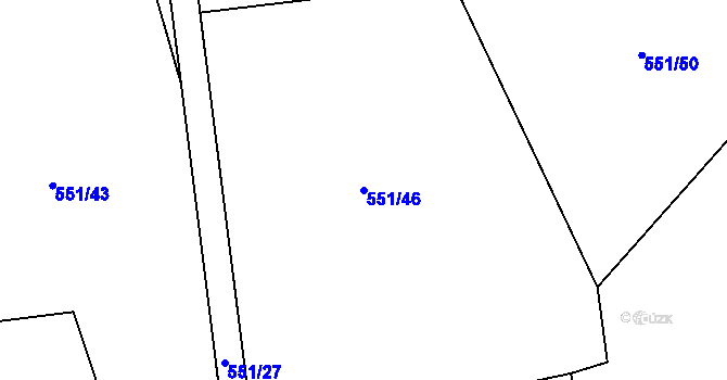Parcela st. 551/46 v KÚ Lipno u Hunčic, Katastrální mapa