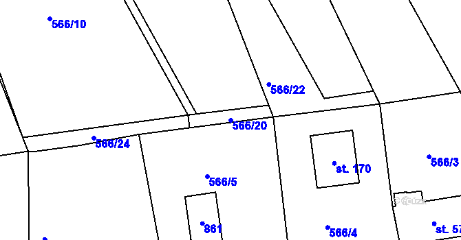 Parcela st. 566/20 v KÚ Lipno u Hunčic, Katastrální mapa