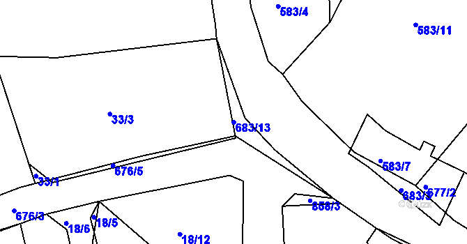 Parcela st. 683/13 v KÚ Lipno u Hunčic, Katastrální mapa