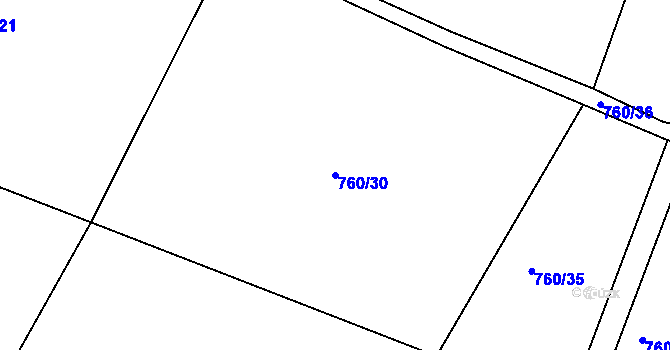 Parcela st. 760/30 v KÚ Lipno u Hunčic, Katastrální mapa