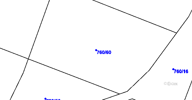Parcela st. 760/60 v KÚ Lipno u Hunčic, Katastrální mapa