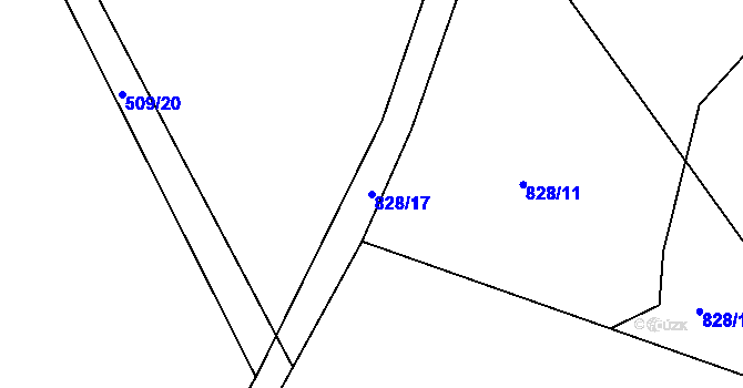 Parcela st. 828/17 v KÚ Lipno u Hunčic, Katastrální mapa