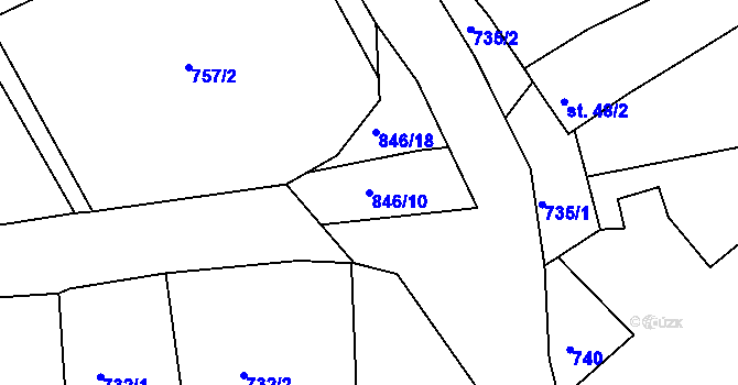 Parcela st. 846/10 v KÚ Lipno u Hunčic, Katastrální mapa