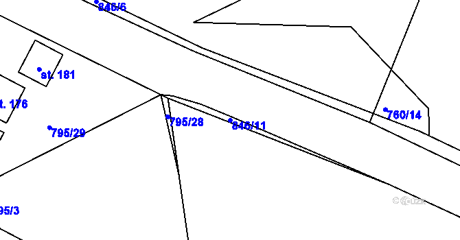 Parcela st. 846/11 v KÚ Lipno u Hunčic, Katastrální mapa
