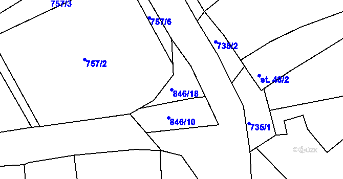 Parcela st. 846/18 v KÚ Lipno u Hunčic, Katastrální mapa