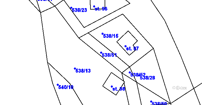 Parcela st. 538/51 v KÚ Lipno u Hunčic, Katastrální mapa