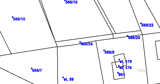 Parcela st. 566/24 v KÚ Lipno u Hunčic, Katastrální mapa