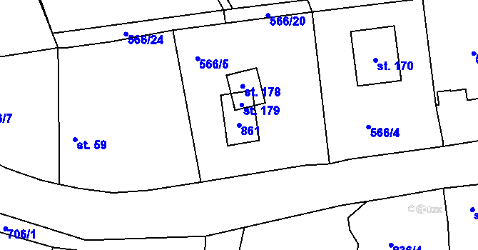 Parcela st. 861 v KÚ Lipno u Hunčic, Katastrální mapa