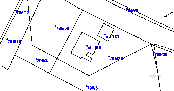 Parcela st. 176 v KÚ Lipno u Hunčic, Katastrální mapa
