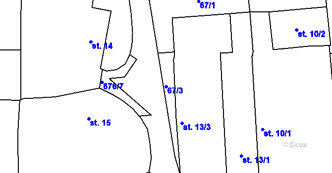 Parcela st. 67/3 v KÚ Lipno u Hunčic, Katastrální mapa