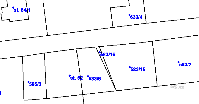 Parcela st. 583/16 v KÚ Lipno u Hunčic, Katastrální mapa