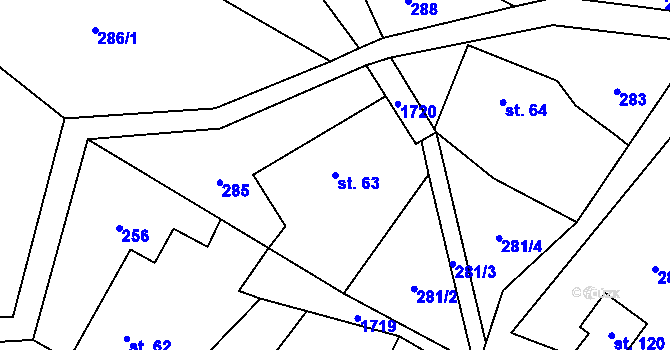 Parcela st. 63 v KÚ Huntířov u Děčína, Katastrální mapa