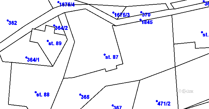 Parcela st. 87 v KÚ Huntířov u Děčína, Katastrální mapa