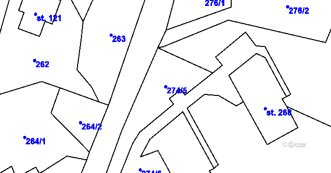 Parcela st. 274/5 v KÚ Huntířov u Děčína, Katastrální mapa