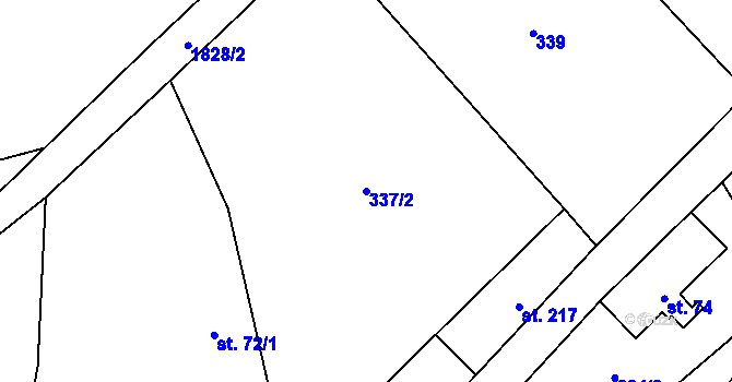 Parcela st. 337/2 v KÚ Huntířov u Děčína, Katastrální mapa
