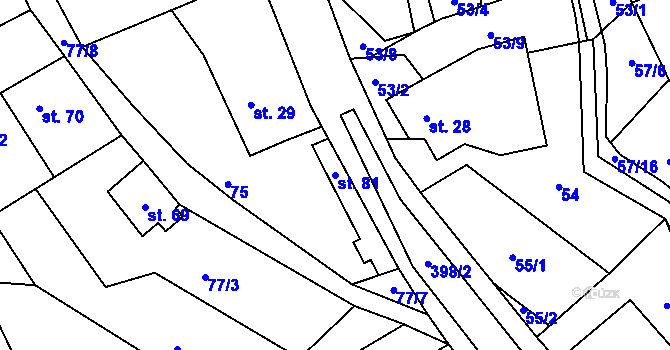 Parcela st. 81 v KÚ Nová Oleška, Katastrální mapa