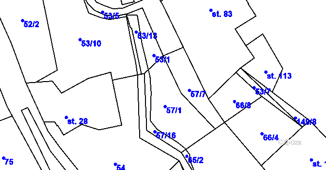 Parcela st. 57/6 v KÚ Nová Oleška, Katastrální mapa