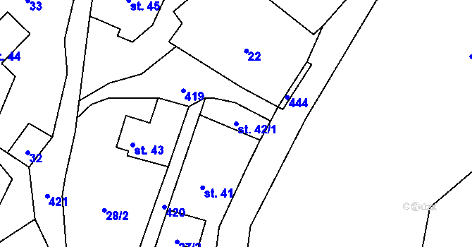 Parcela st. 42/1 v KÚ Nová Oleška, Katastrální mapa