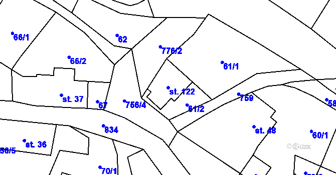 Parcela st. 122 v KÚ Stará Oleška, Katastrální mapa