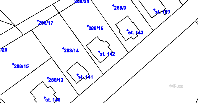 Parcela st. 142 v KÚ Stará Oleška, Katastrální mapa