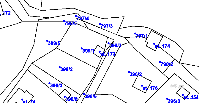 Parcela st. 173 v KÚ Stará Oleška, Katastrální mapa