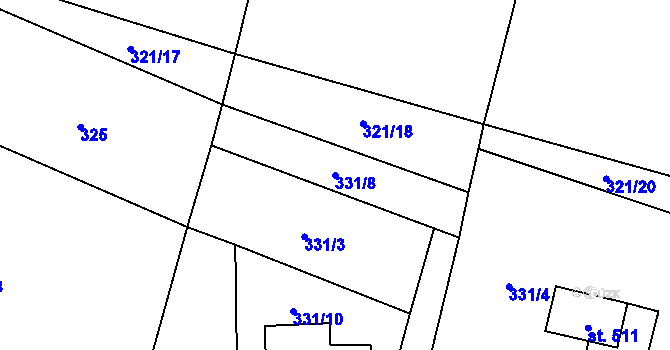 Parcela st. 331/8 v KÚ Stará Oleška, Katastrální mapa