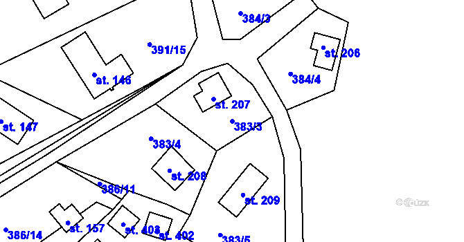 Parcela st. 383/3 v KÚ Stará Oleška, Katastrální mapa