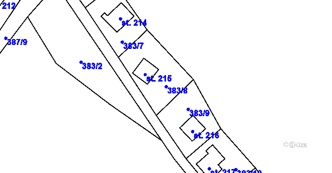 Parcela st. 383/8 v KÚ Stará Oleška, Katastrální mapa