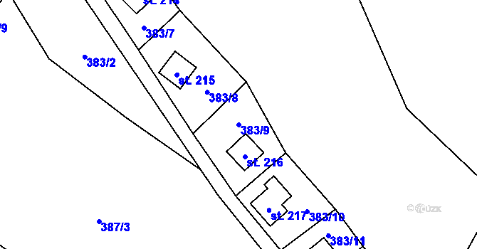 Parcela st. 383/9 v KÚ Stará Oleška, Katastrální mapa