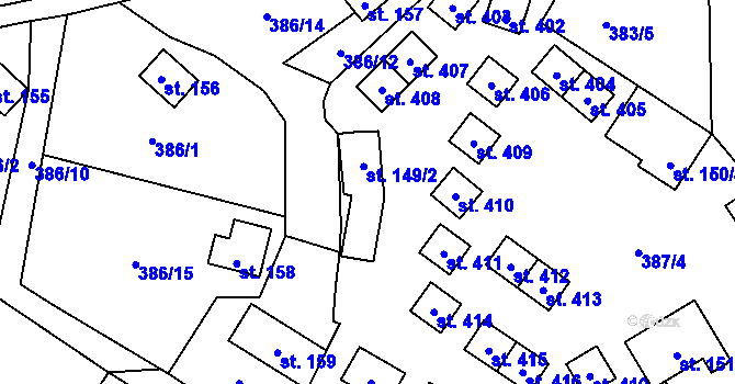 Parcela st. 149/1 v KÚ Stará Oleška, Katastrální mapa