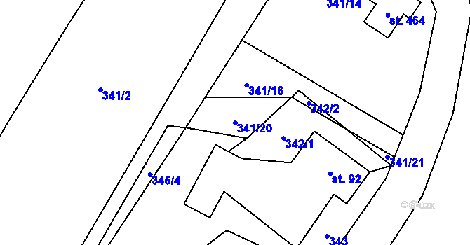 Parcela st. 341/20 v KÚ Stará Oleška, Katastrální mapa
