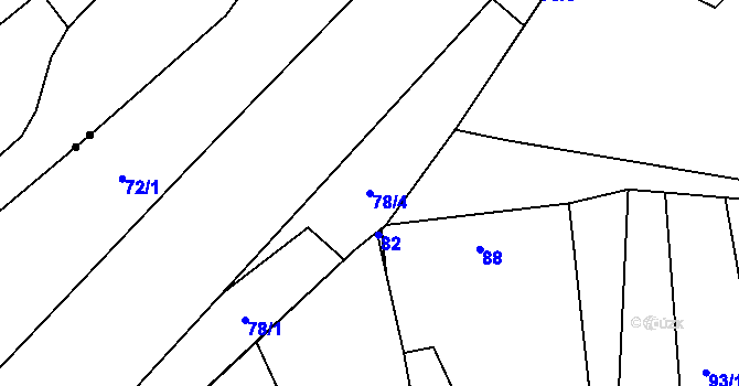 Parcela st. 78/4 v KÚ Hůrka, Katastrální mapa