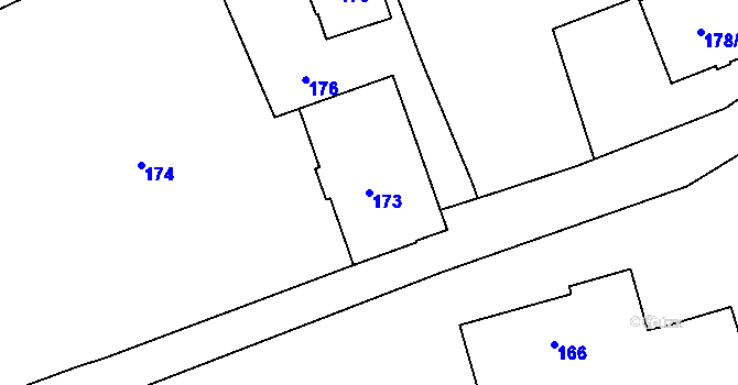 Parcela st. 173 v KÚ Hůrka, Katastrální mapa
