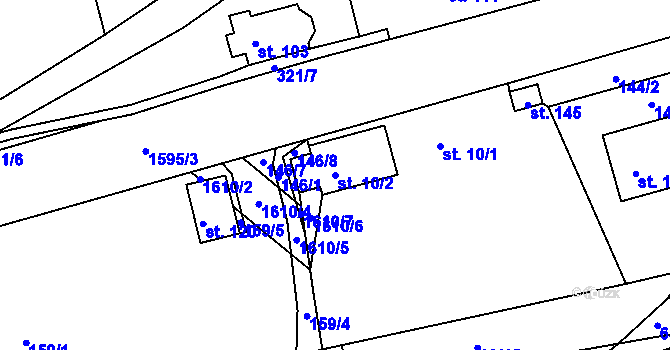 Parcela st. 10/2 v KÚ Hůrky u Lišova, Katastrální mapa