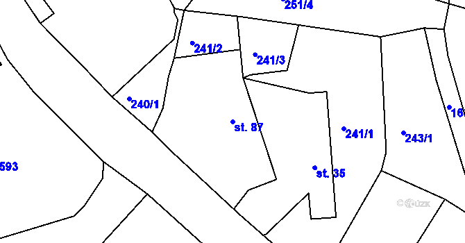 Parcela st. 87 v KÚ Hůrky u Lišova, Katastrální mapa