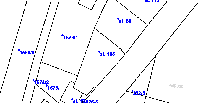 Parcela st. 105 v KÚ Hůrky u Lišova, Katastrální mapa