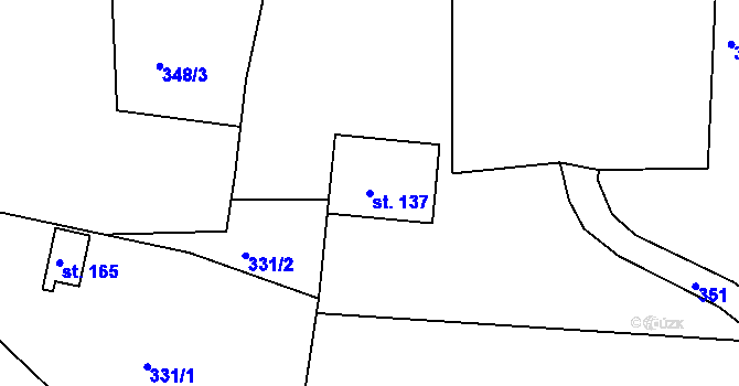 Parcela st. 137 v KÚ Hůrky u Lišova, Katastrální mapa