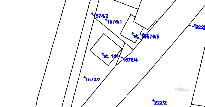 Parcela st. 144 v KÚ Hůrky u Lišova, Katastrální mapa