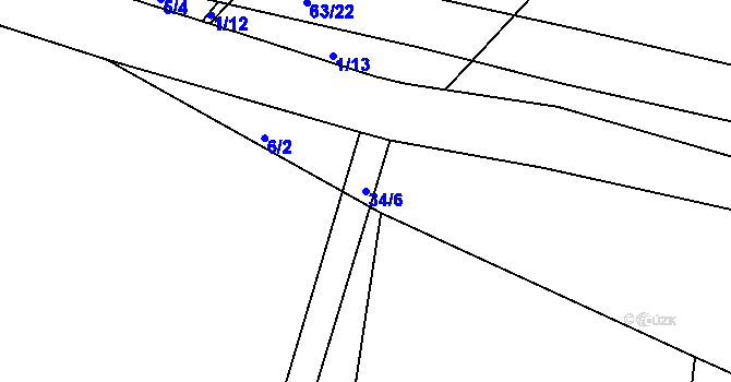 Parcela st. 34/6 v KÚ Hůrky u Lišova, Katastrální mapa