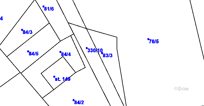 Parcela st. 83/3 v KÚ Hůrky u Lišova, Katastrální mapa