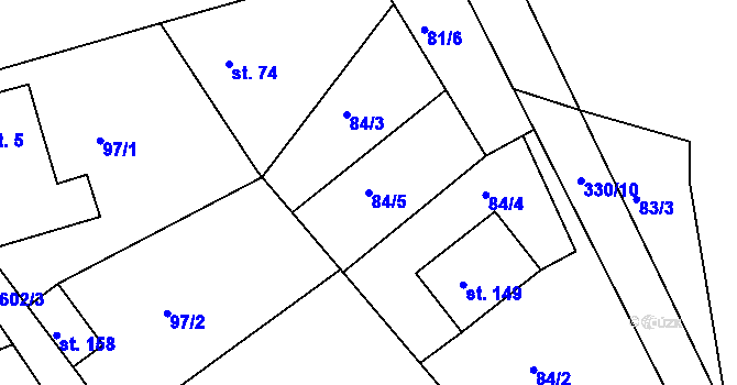 Parcela st. 84/5 v KÚ Hůrky u Lišova, Katastrální mapa