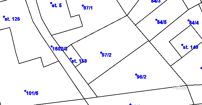 Parcela st. 97/2 v KÚ Hůrky u Lišova, Katastrální mapa